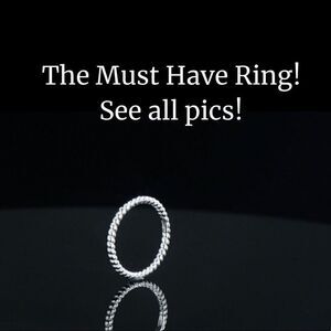 925 Sterling Silver Thin Twisted Stackable Ring Simple Silver Band Ring